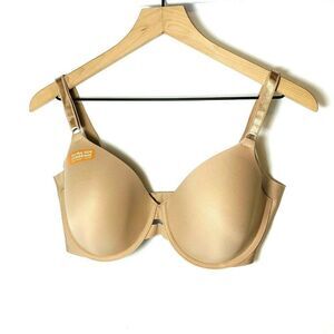 Warner's 36DD Underwire T-Shirt Bra Nude Beige Extra Side Coverage NWT